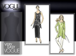 8371 VOGUE VERY EASY SHAPED TUNIC TOP, LONG SKIRT, PANTS PATTERN 8-14 UNCUT